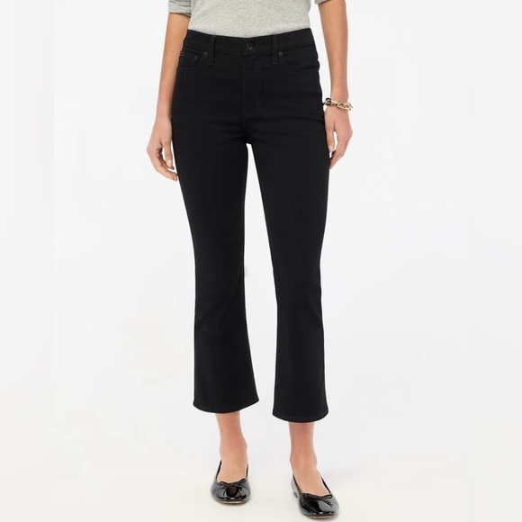 NWT J. Crew Factory Black Mid Rise Flare Crop Jean, Plus Size 35 - Picture 1 of 12